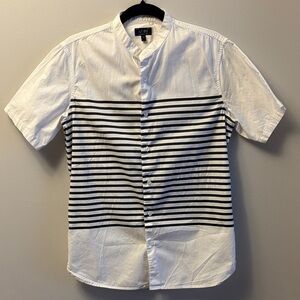 Armani Jeans Sailor Stripe Slim Fit Button-Up T-Shirt Size Medium